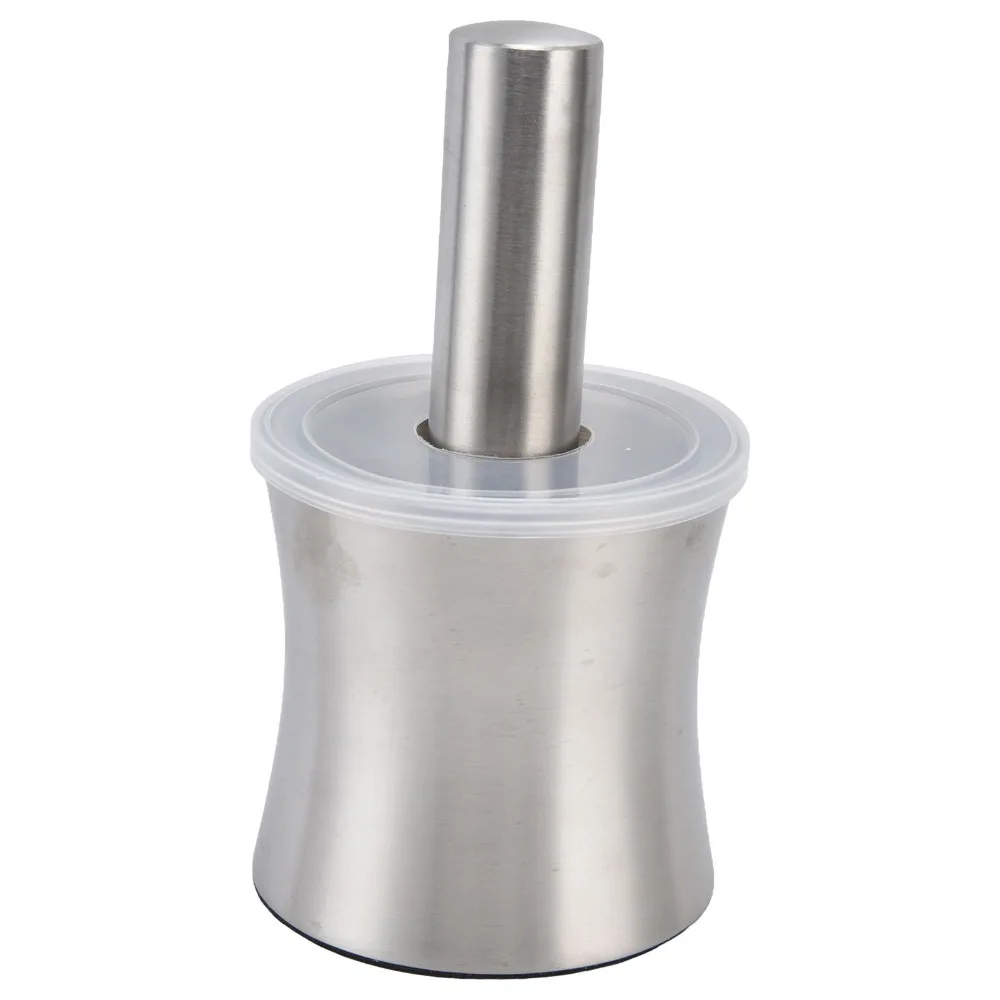 Stainless Steel Garlic Mortar Pestle Set Non Slip Base Silver Garlic Press Grinder Wear Resistant Surface Easy Clean Design