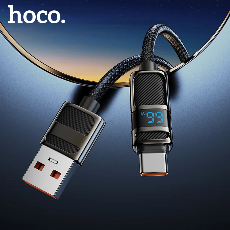 

HOCO 5A Fast Charging Cable For iPhone 15/16 Pro Max Durable Wired Cord LED Display 66W Phone Charging Cable For Samsung S22 S23