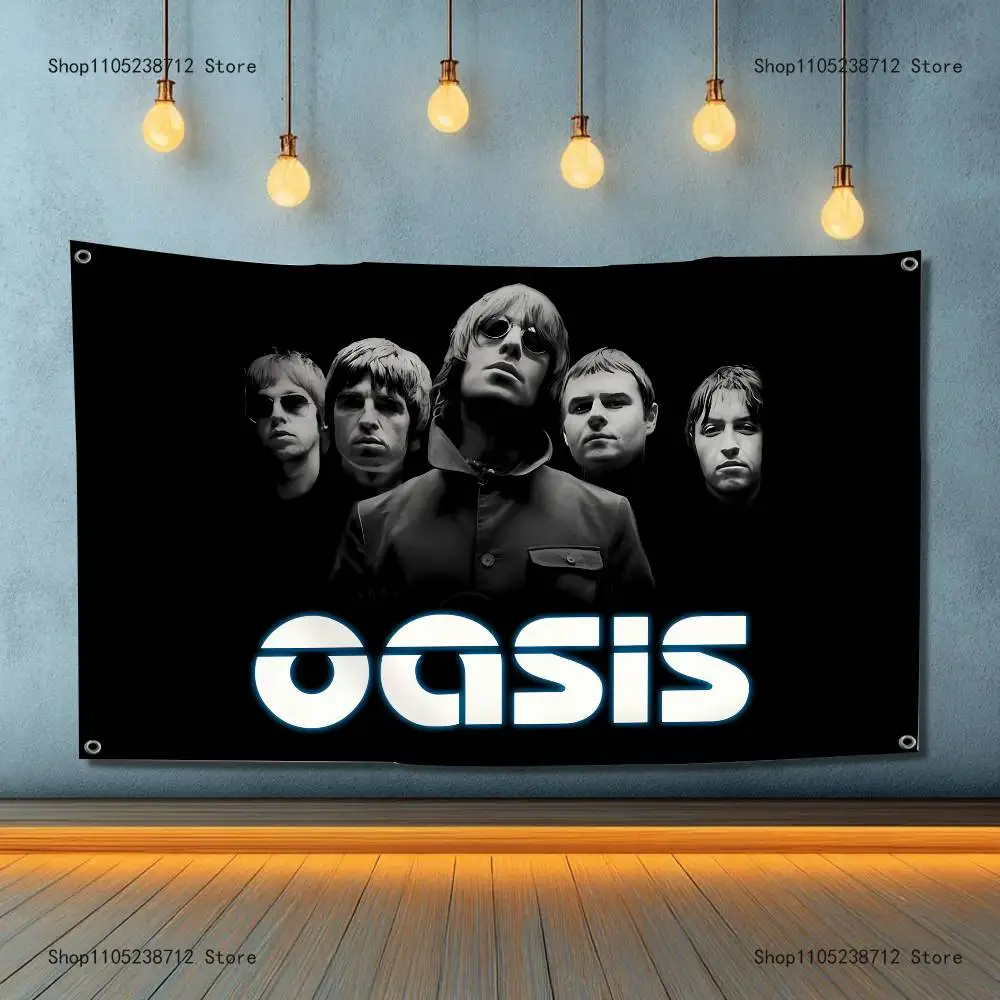 

Hot O-Oasis Band Flag Tapestry Banner For Bedroom Outdoor Living Room Restaurant Bar Wall Decor Party