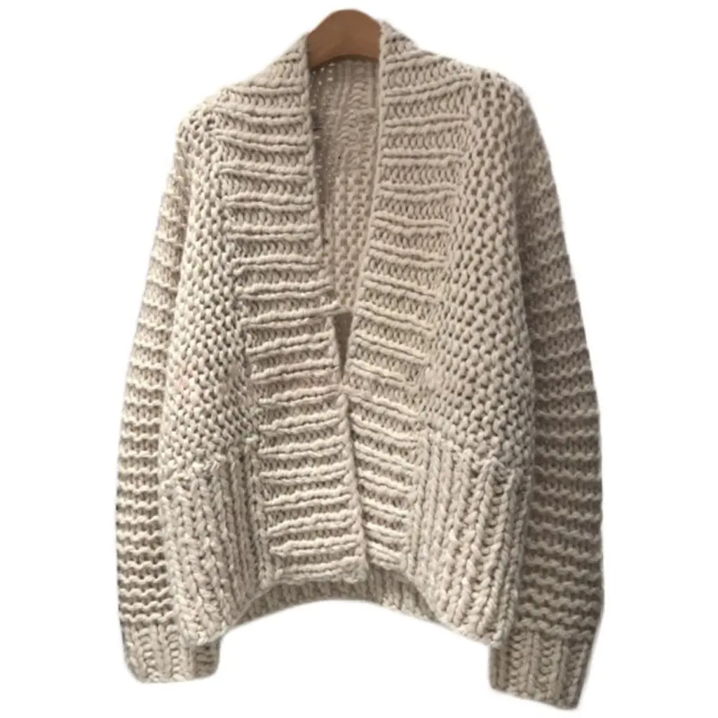 

Women's Lazy Style Cardigan Long-Sleeved V-Neck Loose Versatile Sweater Thick Autumn Winter New Arrival Dongdaemun South Korea