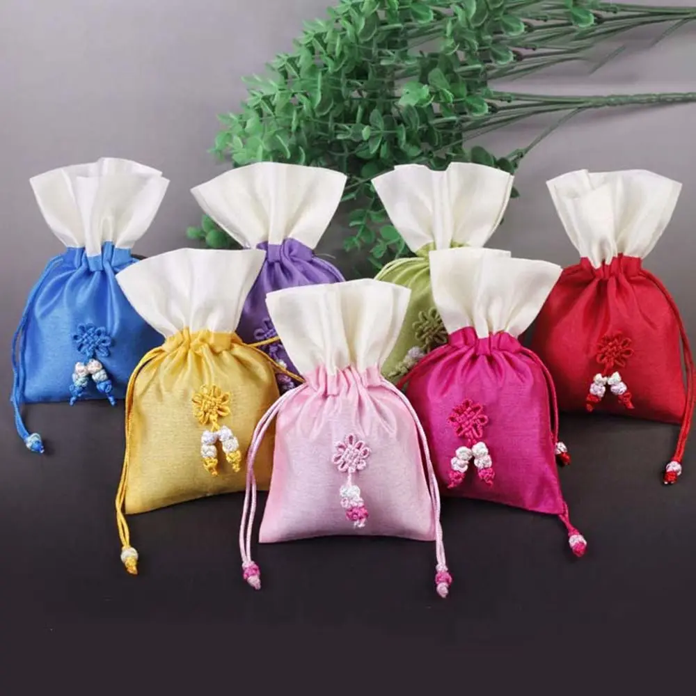 Bolsa de almacenamiento con cordón de nudo chino, bolsa de dulces para hierbas aromáticas rellenas, bolsita de estilo chino, bolsa pequeña para Perfume y especias