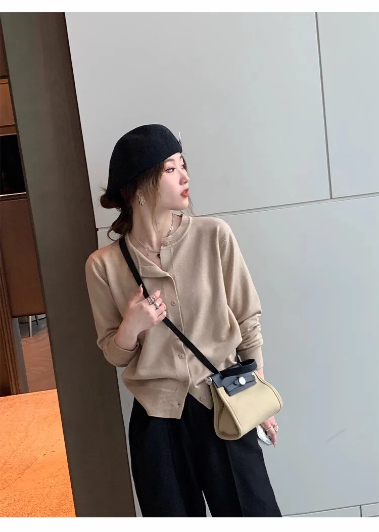 2026 Women Cardigans Sweater Casual Warm Spring Summer O-neck Long Sleeve Single Breasted Slim Fashion Korean Knitwears Tops