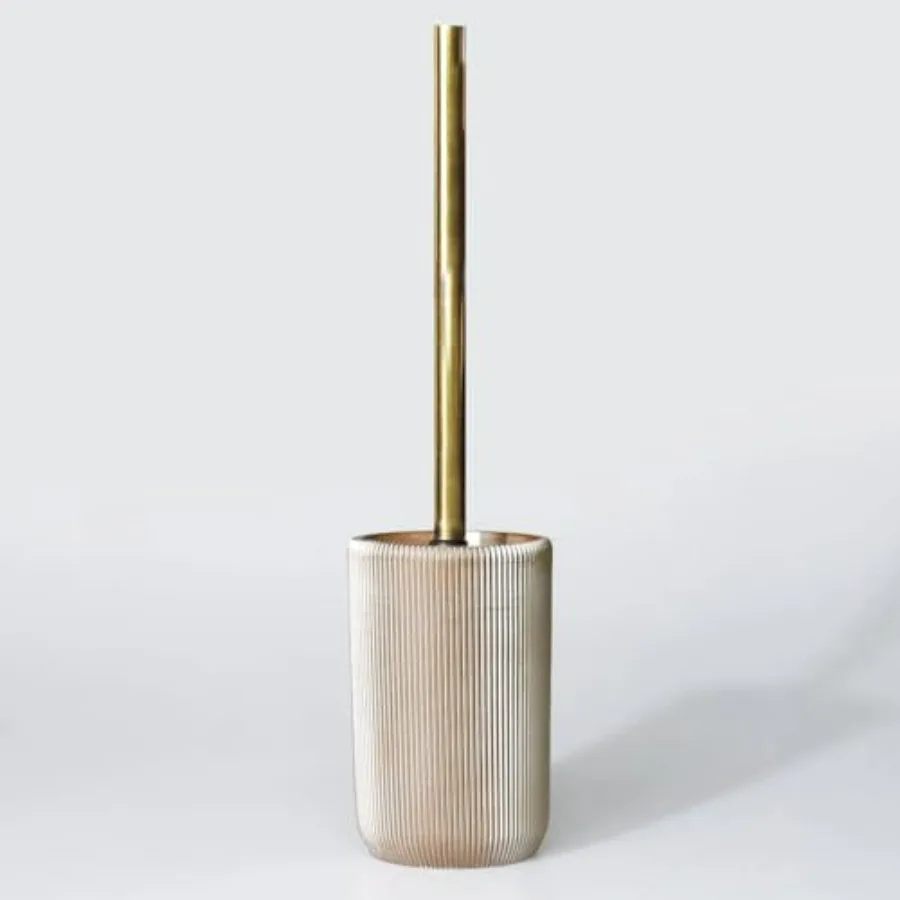 

Luxury Taupe Resin Bathroom Accessory Set for Modern Home 5-Piece Includes Trash Can Toilet Brush Soap Dispenser Toothbrush Hol