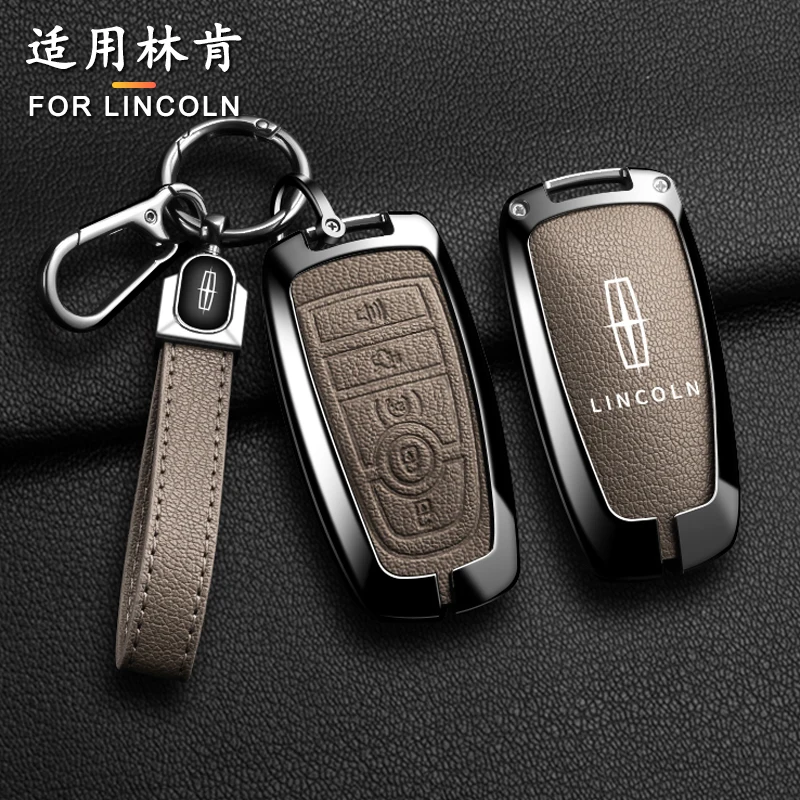 Cubierta de llave de coche, llavero de carcasa de protección de aleación, colgante antipérdida para Lincoln Continental Mondeo MKC MKZ MKX Navigator Z Nautilus