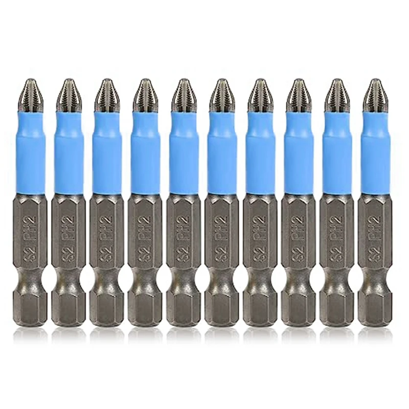 

10 Piece Magnetic Phillips Screwdriver Bit Set Non-Slip Cross Head 1/4 Inch Hex Shank 2Inch/50Mm