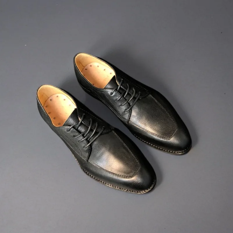 Designer Handmade British Style Business Formal Derby Shoes Men's Casual Genuine Leather Office Spring Summer Leather Shoes Male