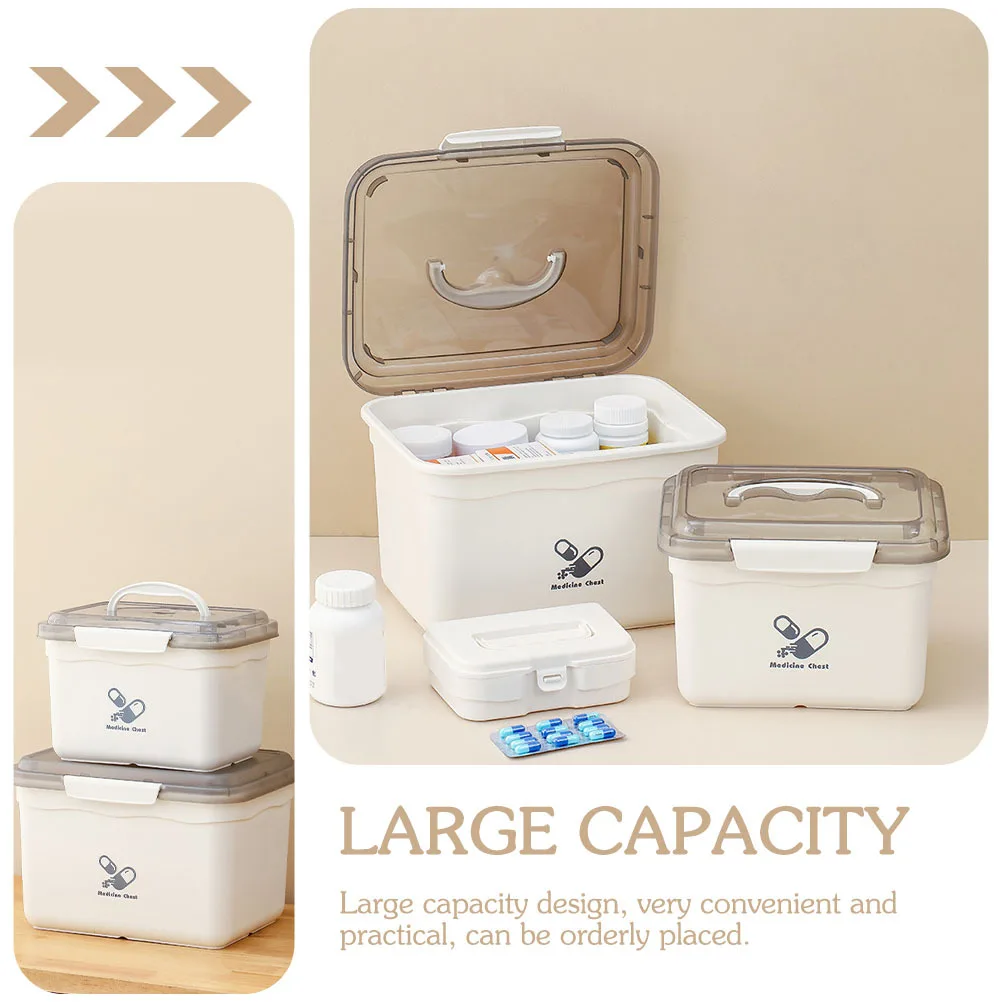 1 مجموعة المحمولة الطب الصدر طبقة مزدوجة سعة كبيرة الطب حالة مقبض مريح المنزلية صندوق الإسعافات الأولية تخزين متعدد الاستخدامات #2