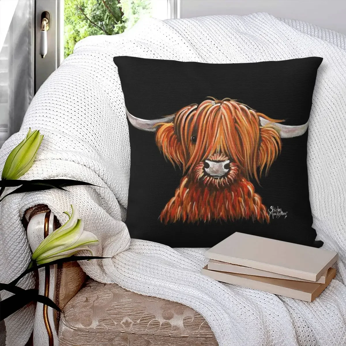 Scottish Highland Cows Pillowcase Polyester Pillows Cover Cushion Comfort Throw Pillow Sofa Decorative Cushions Used for Home