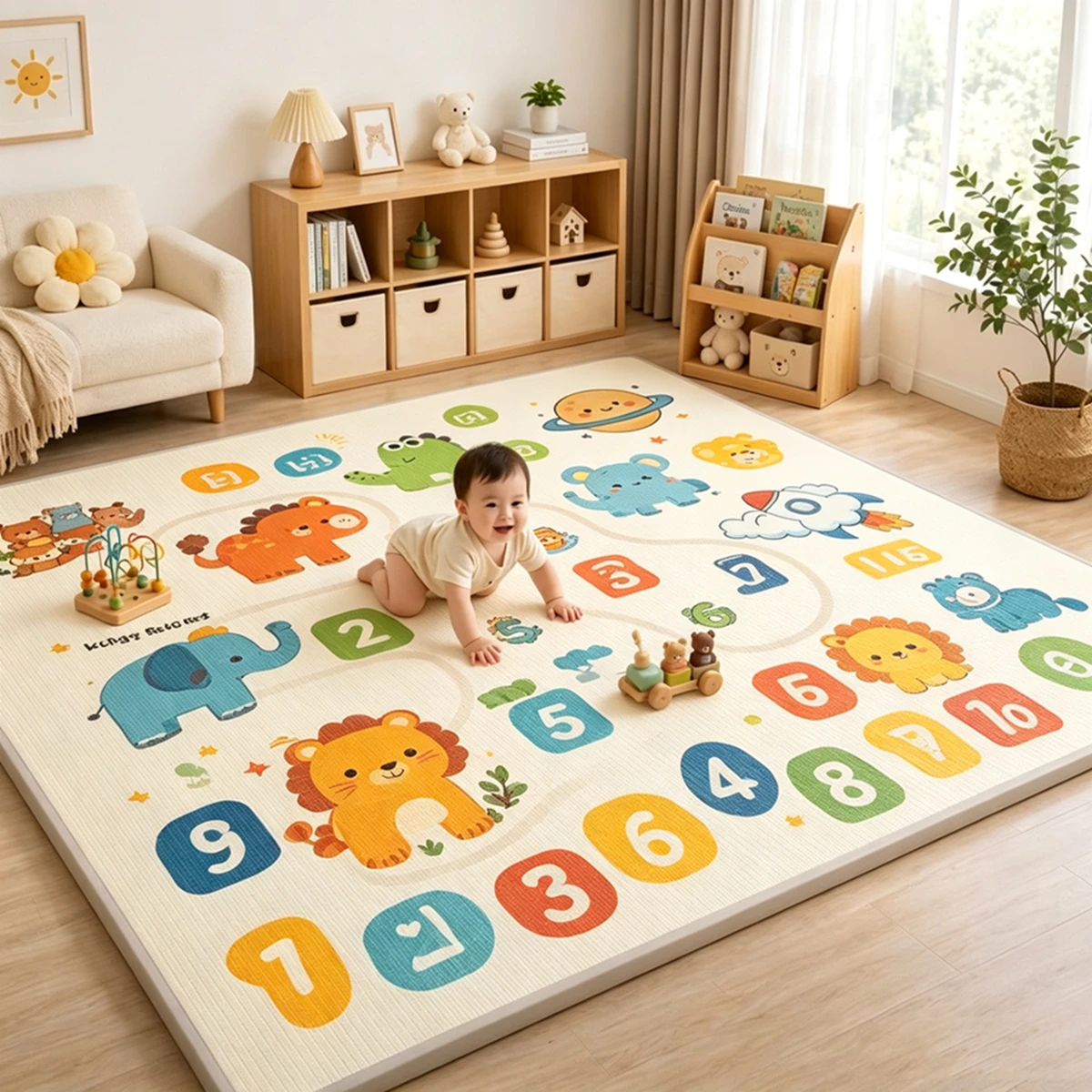 Matras Bermain Bayi Non-Toksik, Alas Aktivitas Bayi, Matras Kamar Bayi, Matras Permainan EPE Bermotif Dua Sisi untuk Anak-Anak