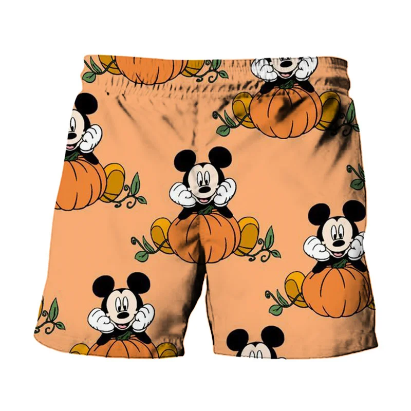 Disney Brand Stitch And Mickey Minnie Print Summer Men\'s Swimwear Beach Club Y2K Halloween Collection Fashion Casual Shorts 2024