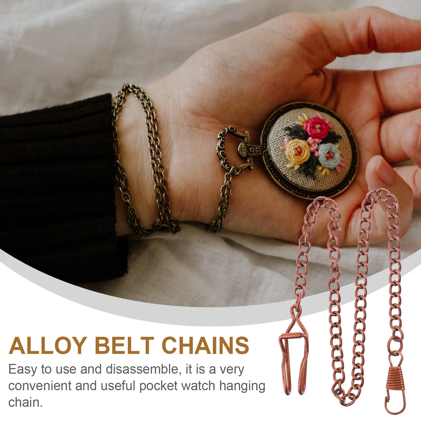 

3 Pcs Watch Chain Pocket Pendant Buckle Watchchain Vintage Chains Alloy Belt Punk Holder