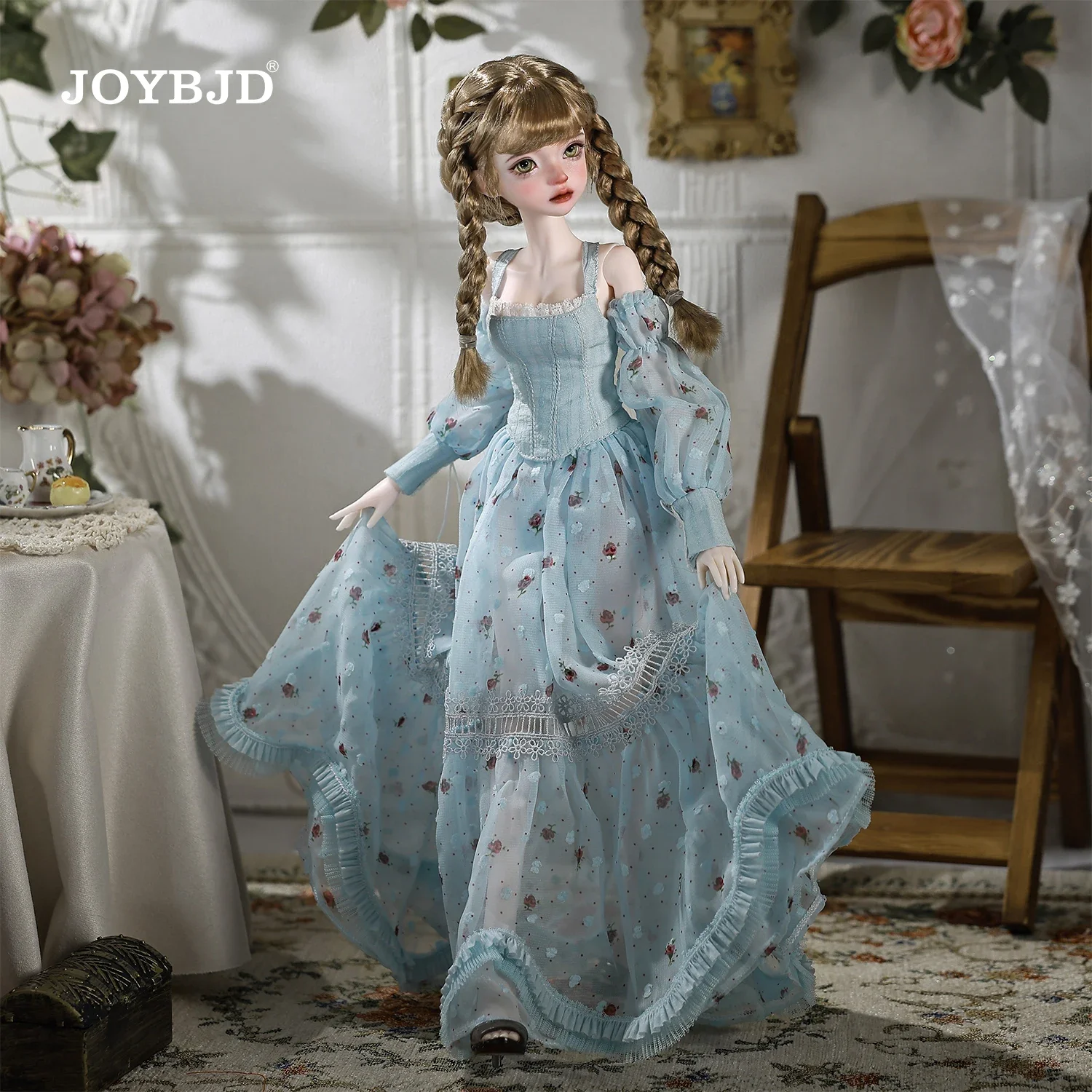 Joybjd Beeno B Bjd Puppe 1/4 Komplettset mit Granatkörper Mid-Century Blue Spring Pastoral Style für weibliche Puppe mit Kugelgelenk Bjd