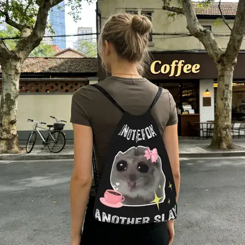 Sad Hamster Another Day Another Slay Backpacks Fashion Drawstring Bags Sports Bag Book Bags for Travel Students