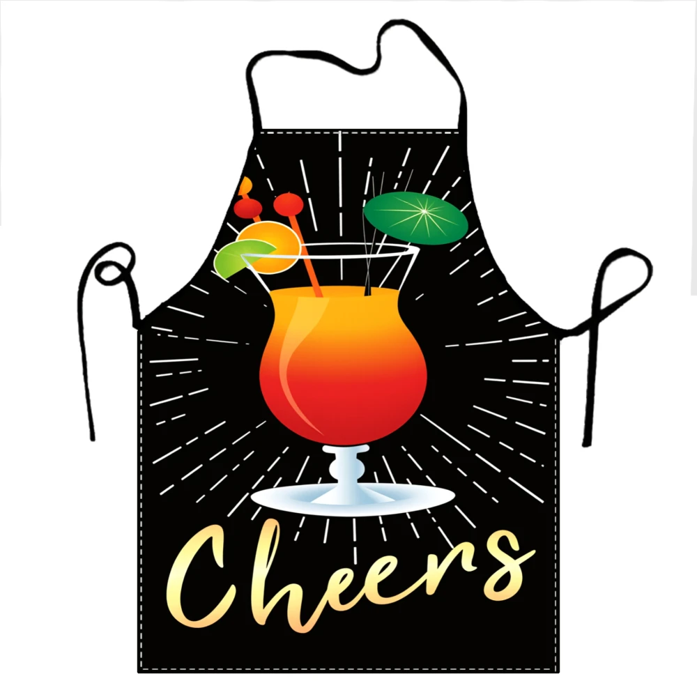 Cheers Cocktail Apron For Barbecue Party Drink Making Bartender Kitchen Cooking Wear With Fun Design And Colorful Drink Graphic