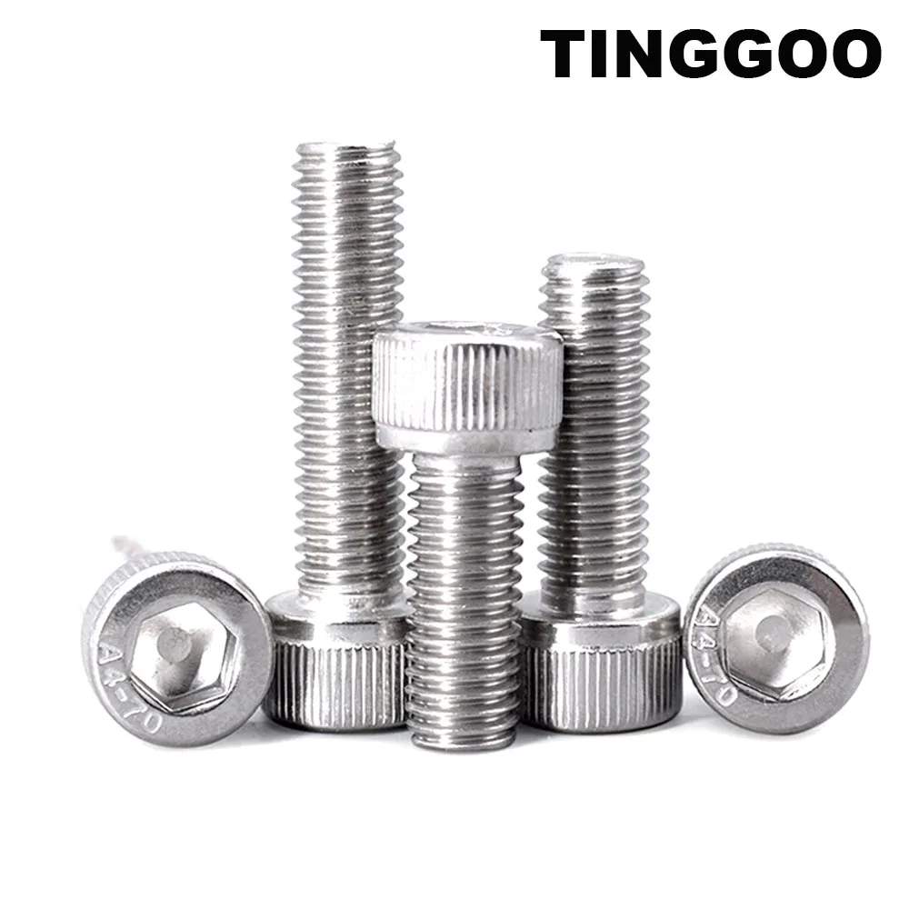 316 A4-70 Stainless Steel Hexagon Hex Socket Head Allen Cap Screw Bolt M3 M4 M5 M6 M8 M10 M12 DIN912 Lengthened Long 6 to 150mm