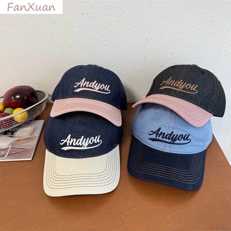 

women baseball cap big letters embroidered bicolor patchwork spring summer cap sun hats
