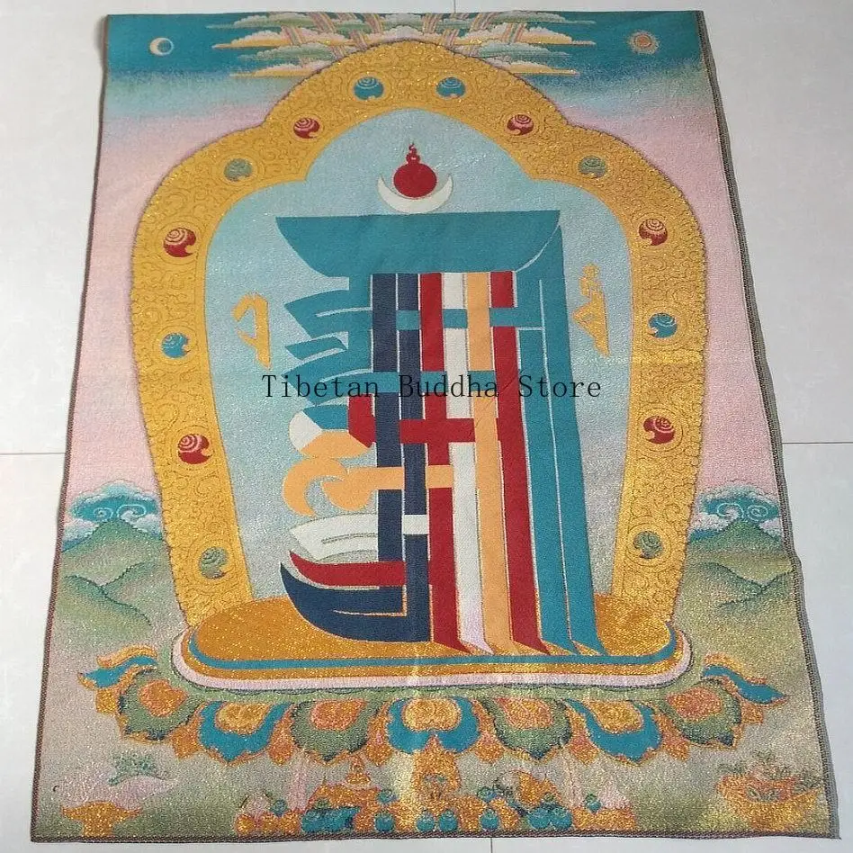 Tibetan Thangka Tantric Deity Embroidery Wall Hanging Nepal Tapestry 90x60cm