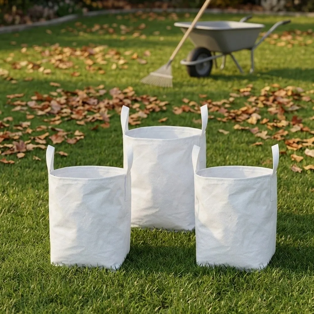 Reusable Collapsible Leaf Bags Set 3pcs 175L 290L Woven Polypropylene Yard Waste Bags Self Standing with Handles