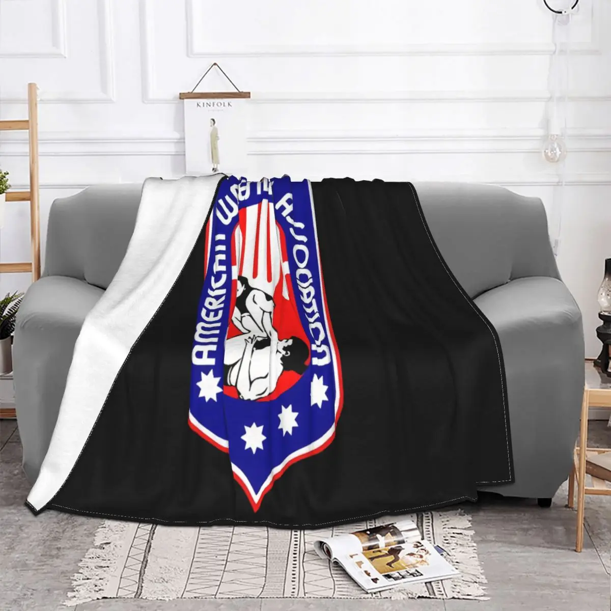 New Awa American Wrestling Association Mens Black Size S M L Xl 2Xl 3Xl Throw Blanket