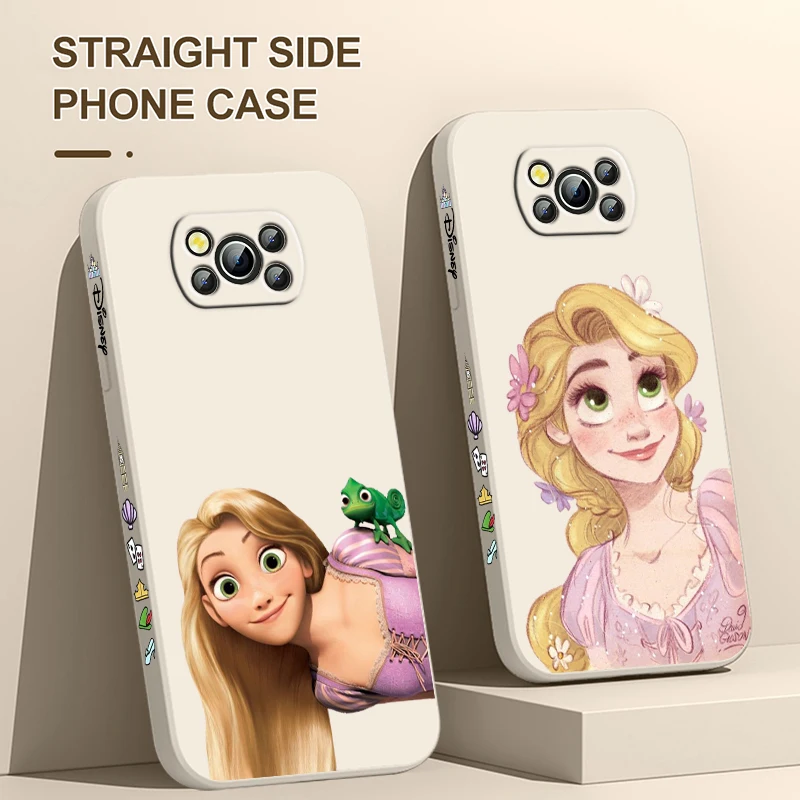 Tangled Disney Princess For Xiaomi Poco Cover For X4 X3 F4 NFC M6 M5 M4 M3 GT S Pro 4G 5G Liquid Left Rope Phone Case