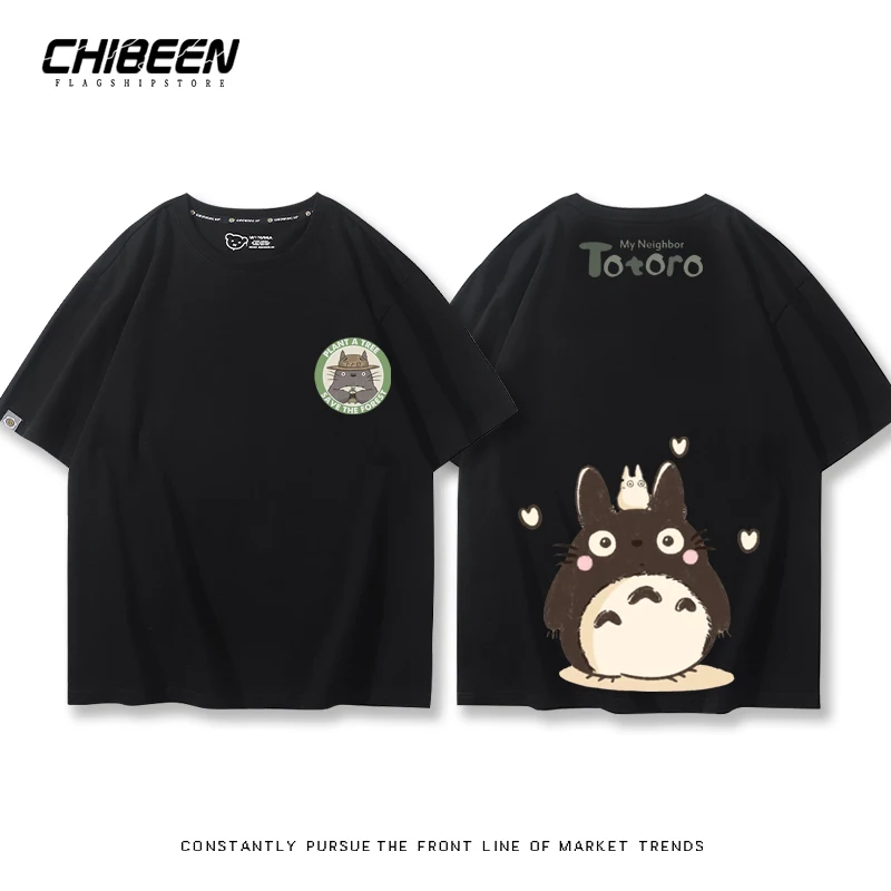 Camiseta de algodón 100% de Anime My Neighbor Totoro, Tops a la moda para parejas, novedad de verano, ropa informal de calle de manga corta para hombres