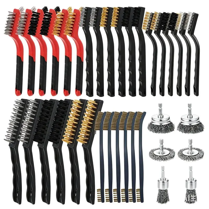 [NEWA08R】 36 Pcs Wire Brushes Wire Brush Metal Brush Set