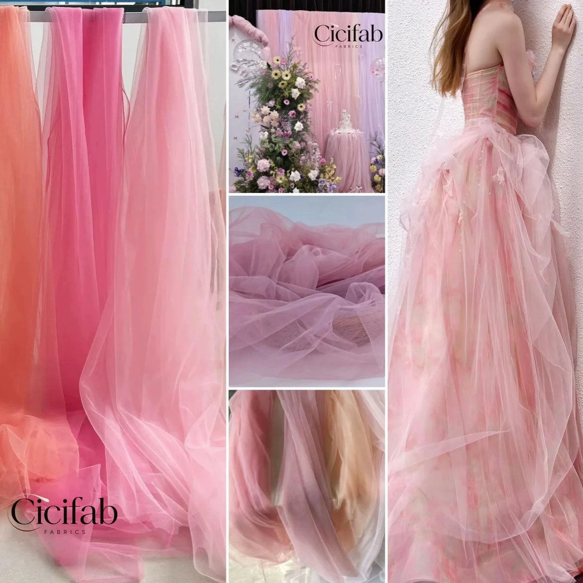 Cherry Blossom Pink Light Pink  Rose Red Soft Tulle Drape DIY Outdoor Wedding Backdrop Waterfall &Chair Sash Decor Fabric