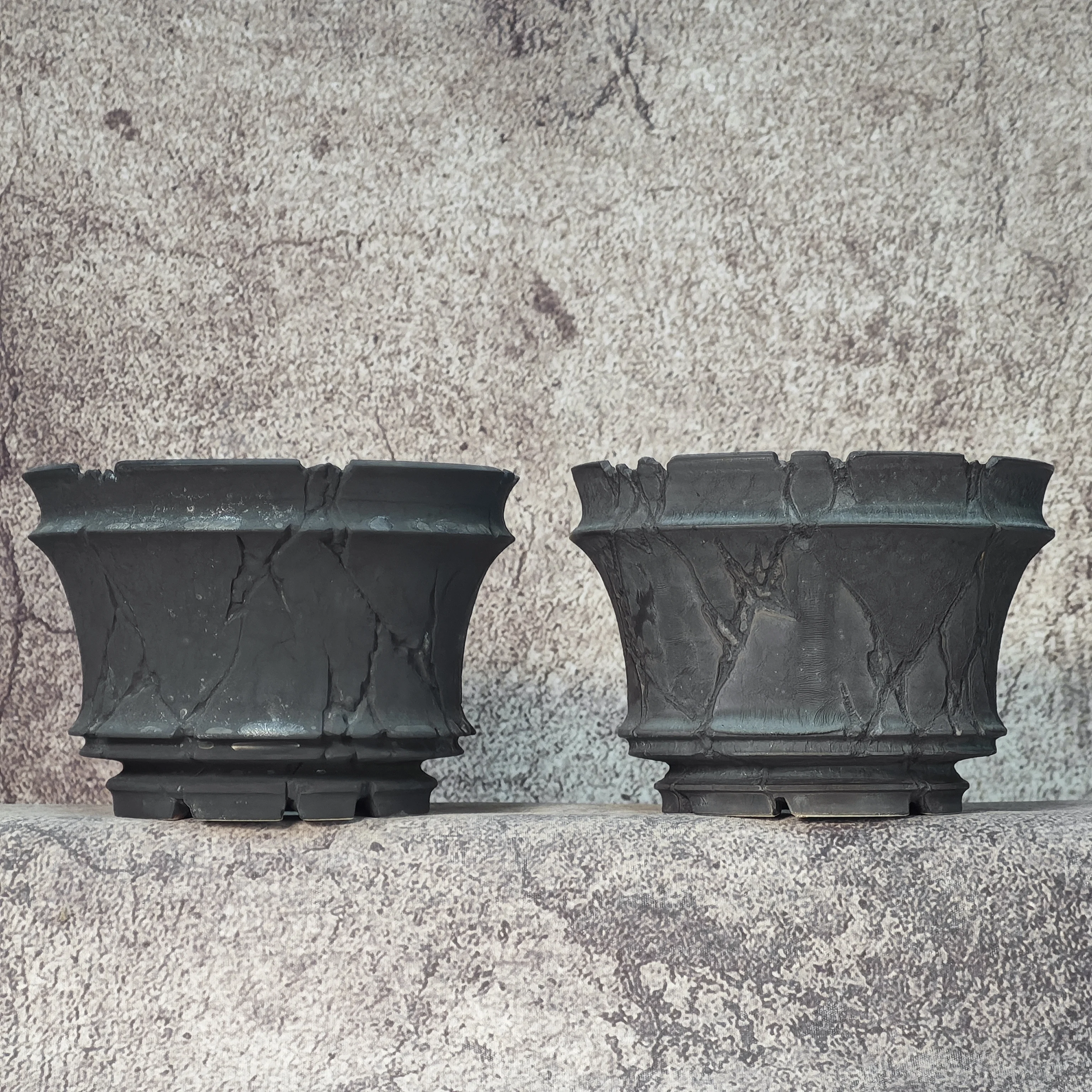 Medium Hand Carved Ceramic Caudex Planter Pot for Cactus And Agave Unique Stylish Flower Container Ivory Palace Decor