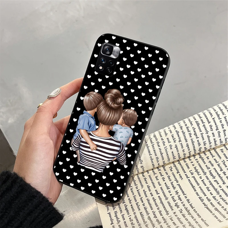 Mom Son Daughter Phone Case for Xiaomi Redmi Note 13 12 11 10 Pro 12S 11S 10S Redmi 10 13C 9C 10C Funda