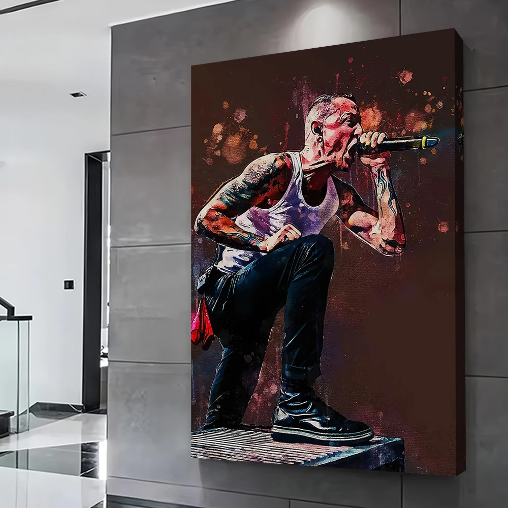 Chester Bennington Performing Live Poster Customizable Printed Canvas Painting Wall Art Gift for Modern Home Decoration Room