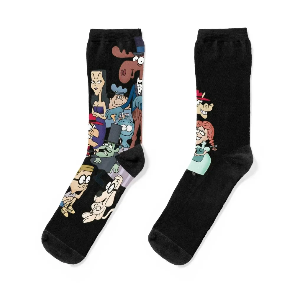 

Tribute to Jay Ward Cartoons Rocky, Bullwinkle, and Friends Classic T-Shirt.png Socks set sheer Running Socks For Men Women's