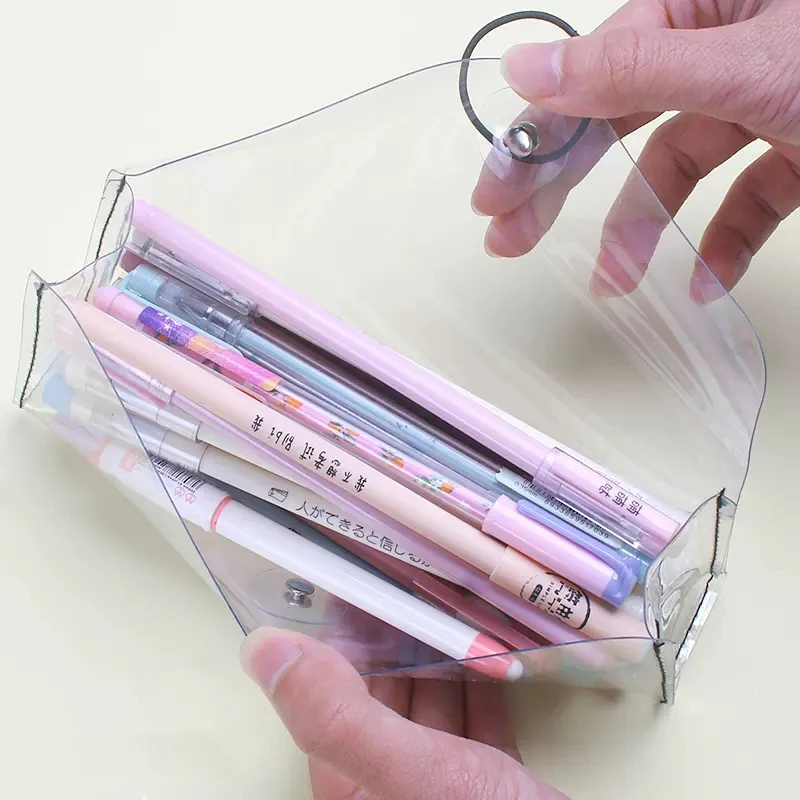 Ins Transparent Pencil Case Kawaii Makeup Cosmetics Storage Bag Pencil Bag Cute Korean Stationery Holder School Office Supplies