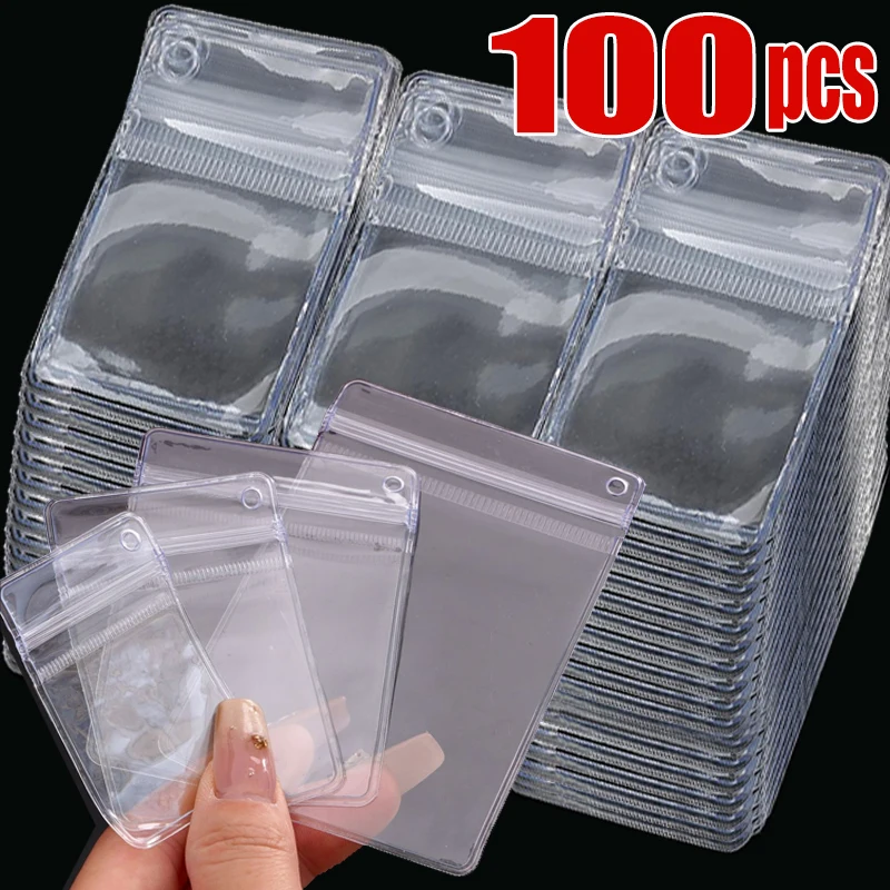 20/100Pcs Multi Size PVC Clear Jewelry Storage Bags Anti Oxidation Side Hole Organizer Bag Dust Proof Travel Gifts Storage Bags