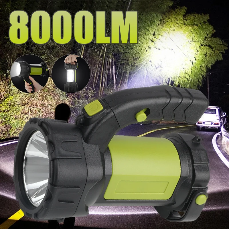 

Мощный 8000LM прожектор перезаряжаемый портативный фонарь уличная лампа для кемпинга с COB Light супер яркий фонарик для патруля