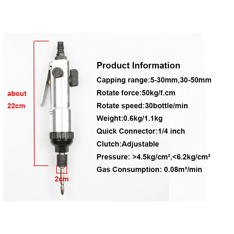 空気圧式ボトルキャッピングマシン,手動キャップ対応,エアスクリュードライバー,大型,高速デバイス