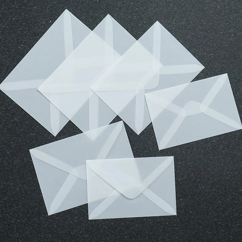 

10pcs Transparent Sulfuric Acid Paper Envelope Vintage Wedding Postcard Invitation Card Storage Translucent Blank Envelope