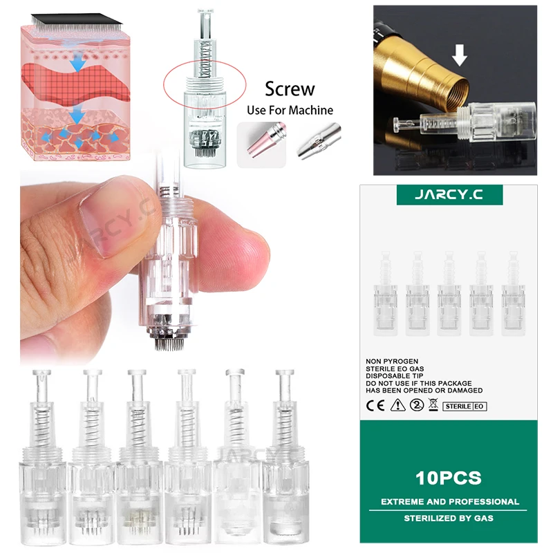 10 SZTUK derma pen 9 Pin/12 Pin/36 Pin/3D Nano Bayonet Cartridge Skin Tattoo Nano Needle Jednorazowa sterylna igła do pakowania zdrowia