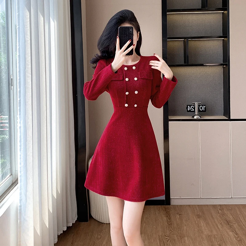 [oein]Thirteen element quality French style fragrant temperament dress, small stature, high-end exquisite, super beautiful waist