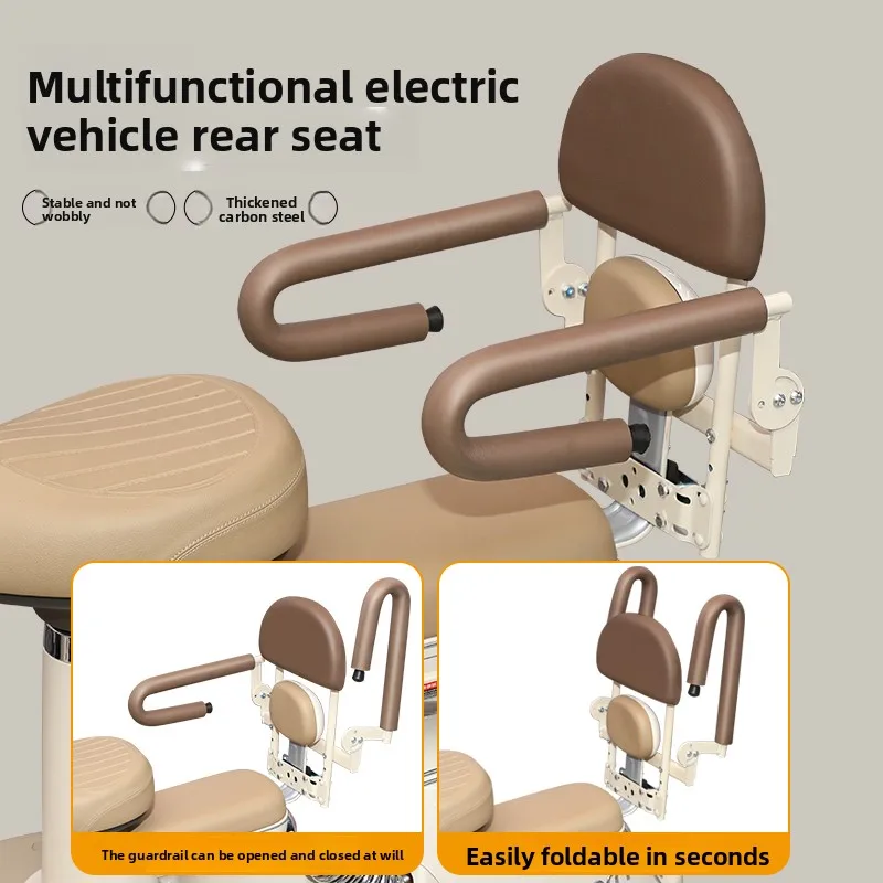 Rear Mounted Child Bike Seats, Mount Child Seat with Back Rest Armrest Adjustable Bicycle Rear Seat,Fits All Bicycle Rear Frames