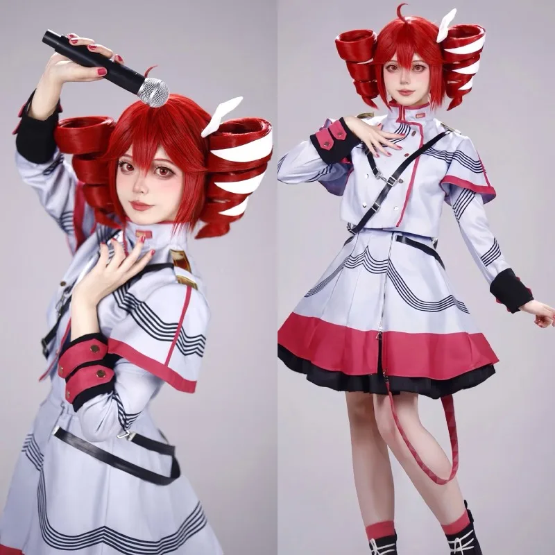 

Teto Cosplay Virtual Singer Costume Top Skirt Uniform with Wig Stage Performance Clothes Role Play Outfit for Women Theme Party