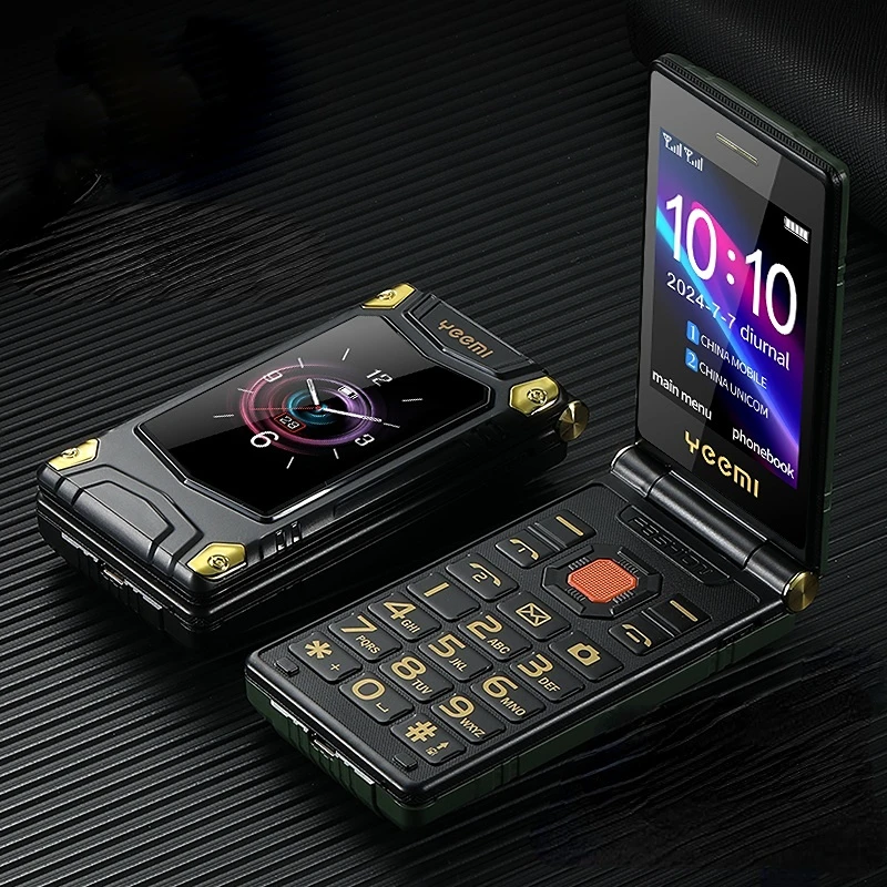 4G Rugged Clamshell Flip Phone Shockproof Durable Outdoor Mobile Long Battery Loud Voice Dual Screen SOS Backup Phone Simple Use