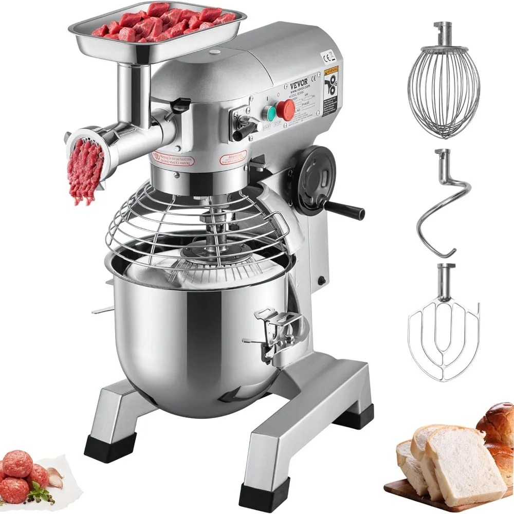 

Commercial Stand Mixer, 20Qt Stainless Steel Bowl, 1100W 2 in 1 Multifunctional Electric Food Mixer