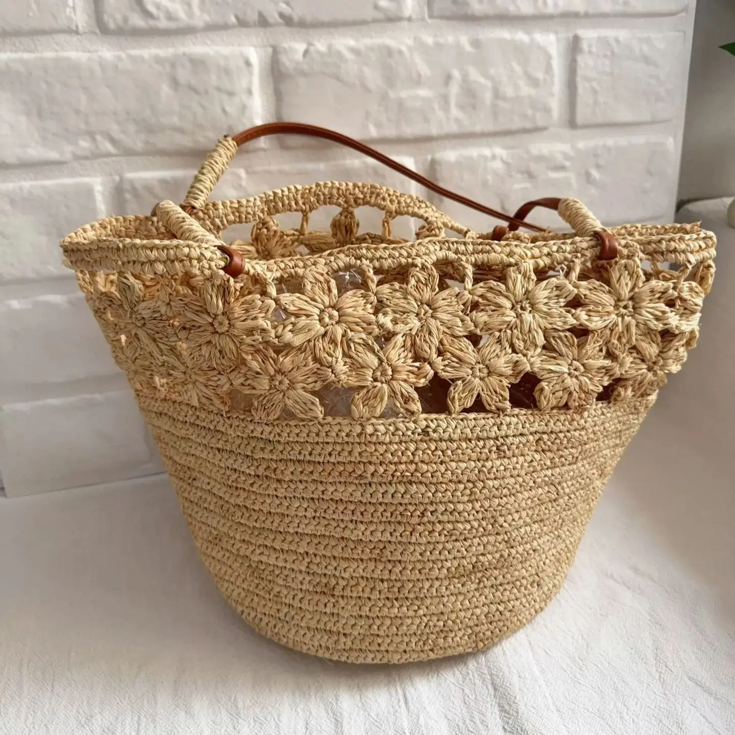 

Летняя пляжная сумка-тоут из рафии ручной работы в стиле бохо для женщин, экологичная, для путешествий