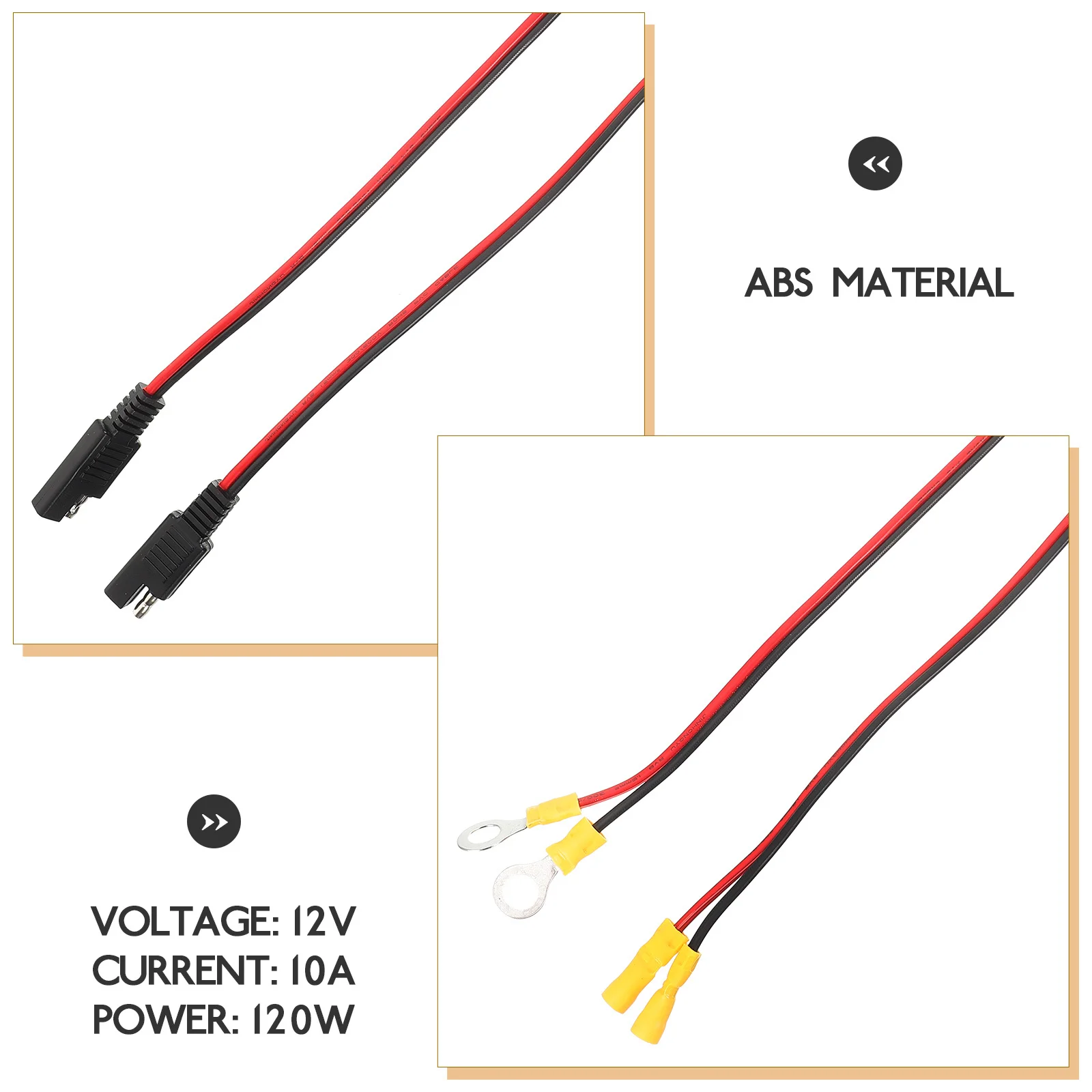 

2Pcs Sae Connector Cable Sturdy ABS Long-Lasting Durability Secure Connections 12V Quick Connect DIY Tractor Car Yacht