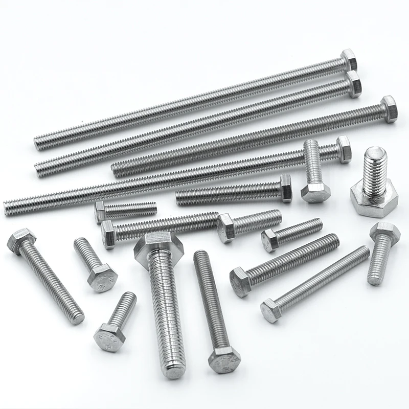 M7 M9 1mm 1.25mm 1.5mm Fine Thread Pitch 10-100mm Long 304 Stainless Steel DIN933 External Outside Hex Hexagon Head CAP Screw Bo