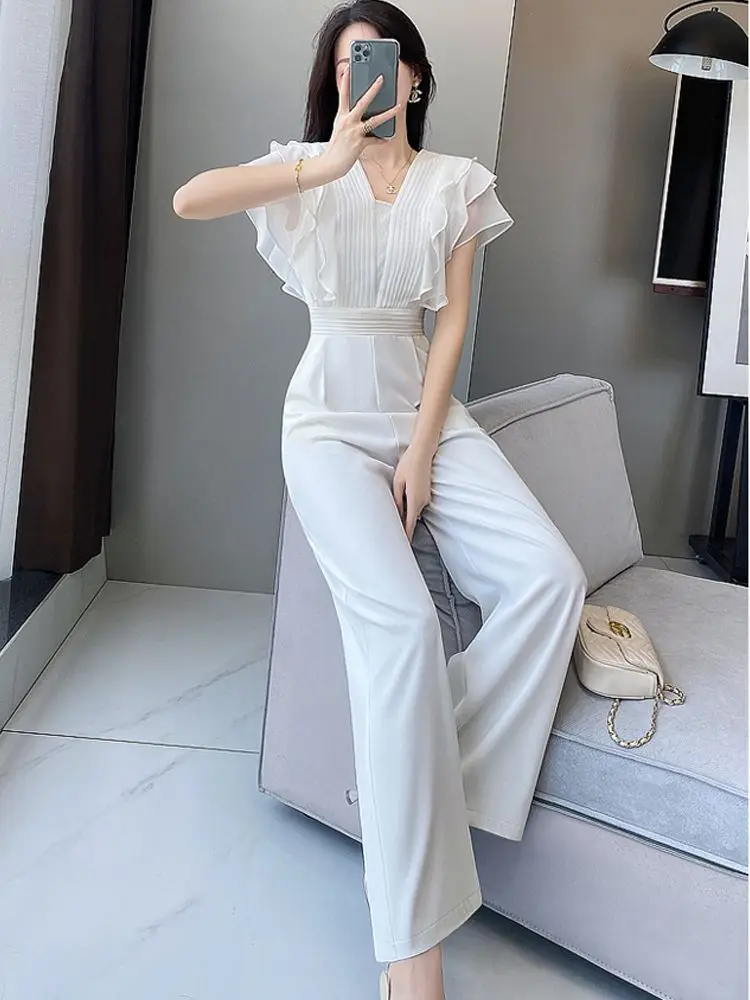 2024 Spring/Summer New High Waist Fashion Celebrity High Grade Feeling Draping and Slimming One Piece Wide Leg Pants for Women