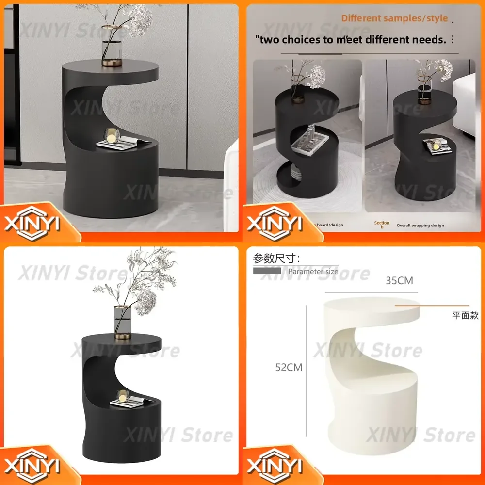 Iron Sofa Side Table for Living Room for Modern Home Decor Double Layer Coffee Table Cylindrical Nightstand Easy Clean