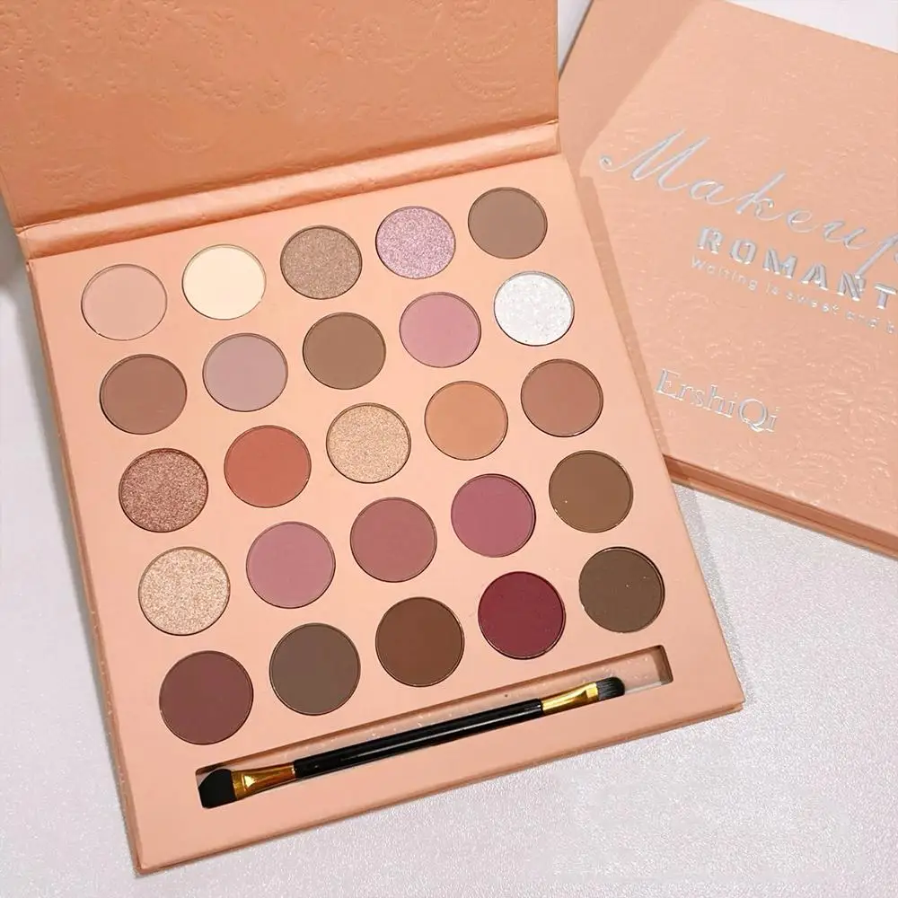 ظلال ماكياج لوحة مع فرشاة ، 25 لونا ، لوحة ظلال العيون ، لامع ، ماتي ، الأرض ، الملونة ، طويلة الأمد ، عينيه ، S7C0