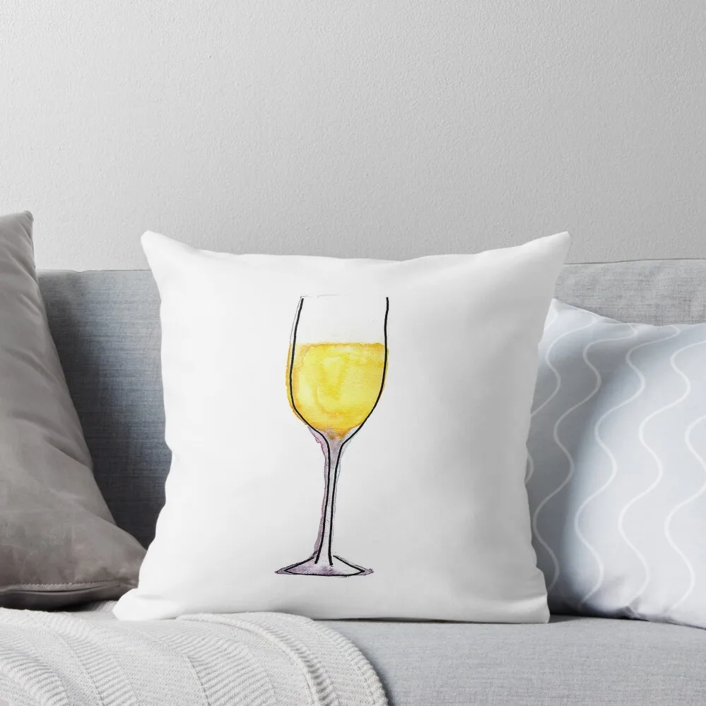 

glass of white wine watercolor illustration Throw Pillow Sofa Cover Luxury Living Room Decorative Cushions pillow