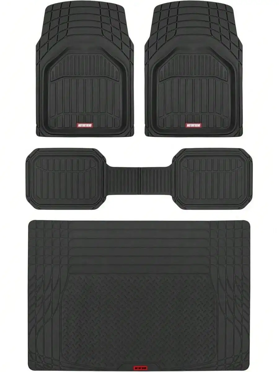 

2 Piece Front Car Floor Mats- Black Contour Liners-Deep Dish Heavy Duty Rubber Floor Mats Car SUV Truck & Van-All Weather